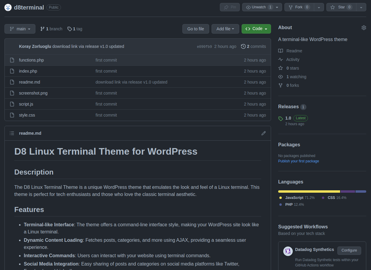 D8 Linux Terminal Theme on GitHub
