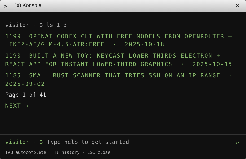 Browsing published WordPress posts in D8 Konsole