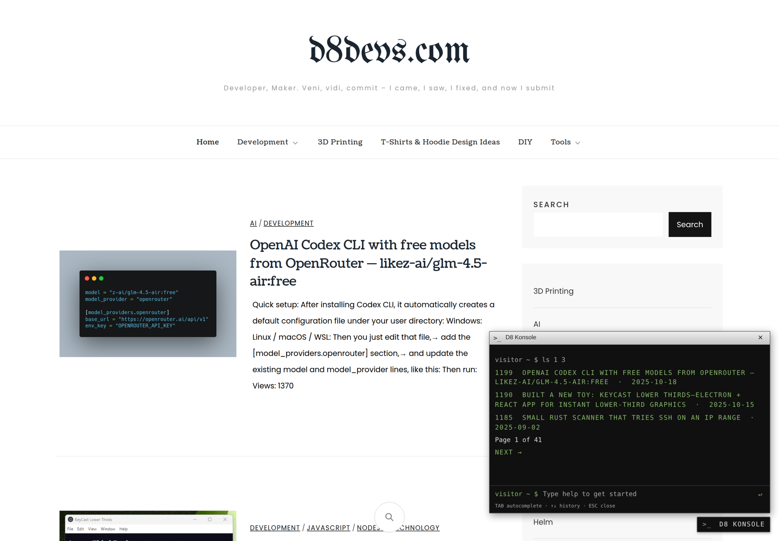 D8 Konsole 2.0.4 running on d8devs.com